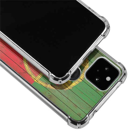 Portuguese Flag Dark Wood Google Pixel 4a 5G Clear Case